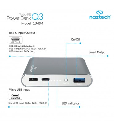 پاوربانک 10000 مدل TurboPBQ3