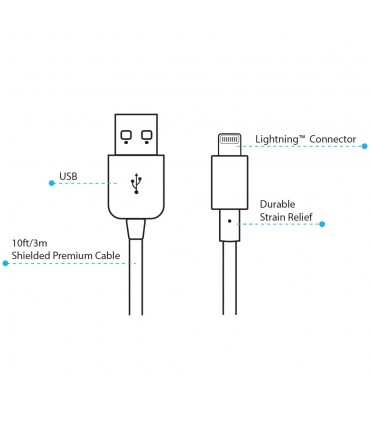 کابل شارژ و انتقال اطلاعات سه متری Lightning