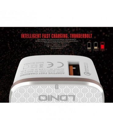 شارژر فست شارژ 2.4 آمپر Qualcomm الدینیو LDNIO A1204Q