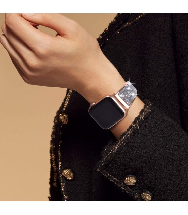 بند فلزی مدل Steel SWAROVSKI مناسب برای اپل واچ 42/44 میلی متری