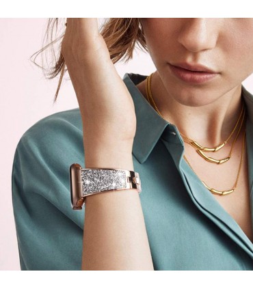 بند فلزی مدل Steel SWAROVSKI مناسب برای اپل واچ 42/44 میلی متری