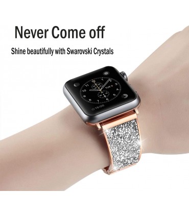 بند فلزی مدل Steel SWAROVSKI مناسب برای اپل واچ 42/44 میلی متری