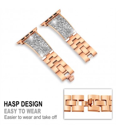 بند فلزی مدل Steel SWAROVSKI مناسب برای اپل واچ 42/44 میلی متری