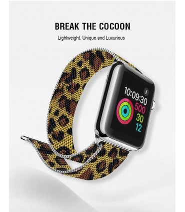 بند فلزی مدل Leopard Milanese مناسب برای اپل واچ 38/40 میلی متری