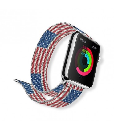 بند فلزی مدل American Flag Milanese Loop مناسب برای اپل واچ 42/44 میلی متری