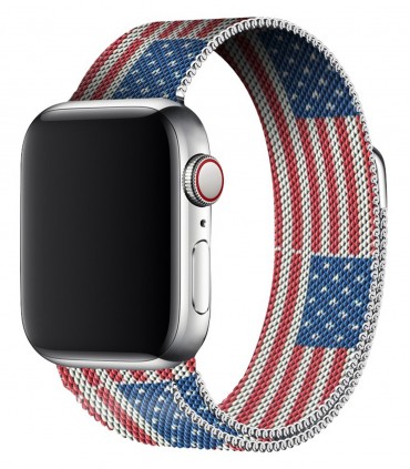 بند فلزی مدل American Flag Milanese مناسب برای اپل واچ 42/44 میلی متری