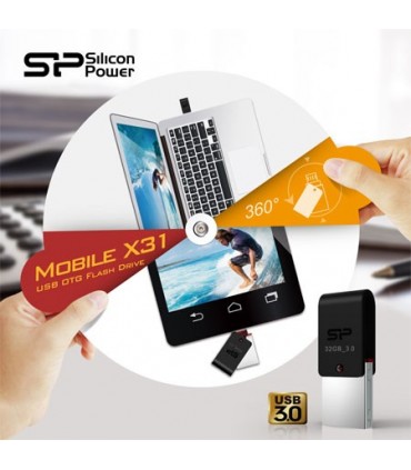 فلش مموری سیلیکون پاور 8 گیگابایت Mobile X31 USB 3.0 OTG