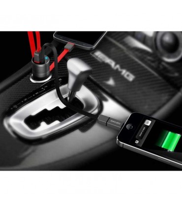 فوجی پاورMini-Car-Charge -02	شارژر فندکی خودرو Fujipower Mini Fast Charger 1 USB MicroUSB/Lightning Cable