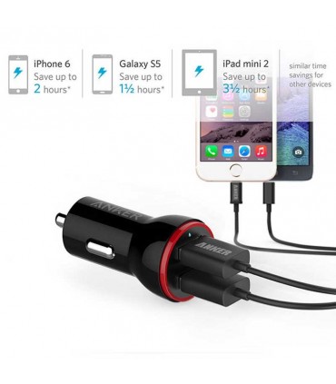 شارژر فندکی داخل خودرو Anker PowerDrive 2-Port USB